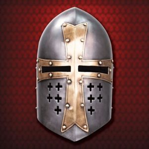 Casque Chevalier Templier avec Croix en Laiton