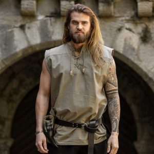 Chemise médiévale sans manches à lacets "Jean" Chanvre