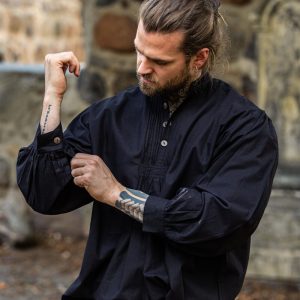 Chemise tablier à boutons en bois "Oswald" Noir