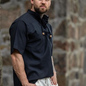 Chemise médiévale à manches courtes "Eric" Noir