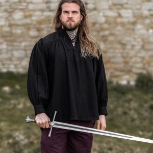 Chemise médiévale typique à col droit et lacets "Friedrich"