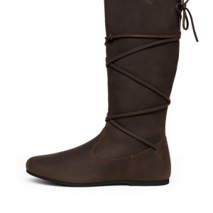 Bottes viking "Ole" en cuir nubuck marron