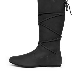 Bottes viking "Ole" en cuir nubuck Noir
